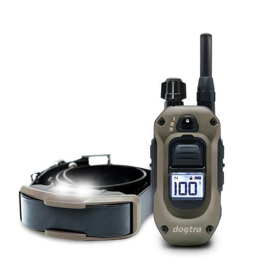 Dogtra dog training collar with remote control on a white background