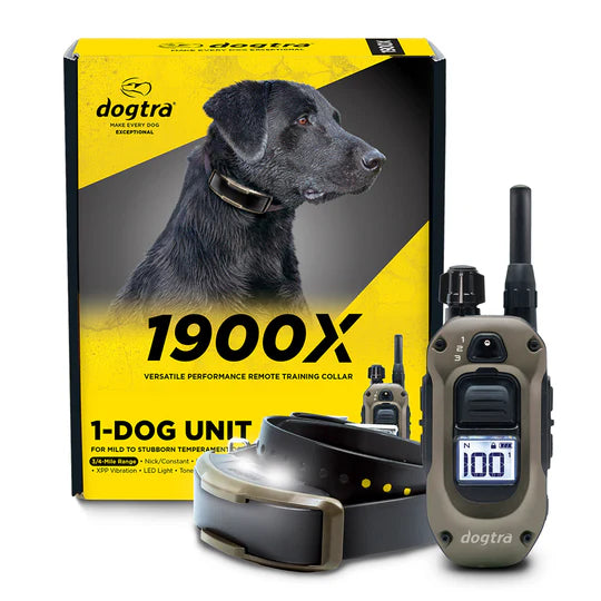 Dogtra 1900X remote training collar with packaging on a white background