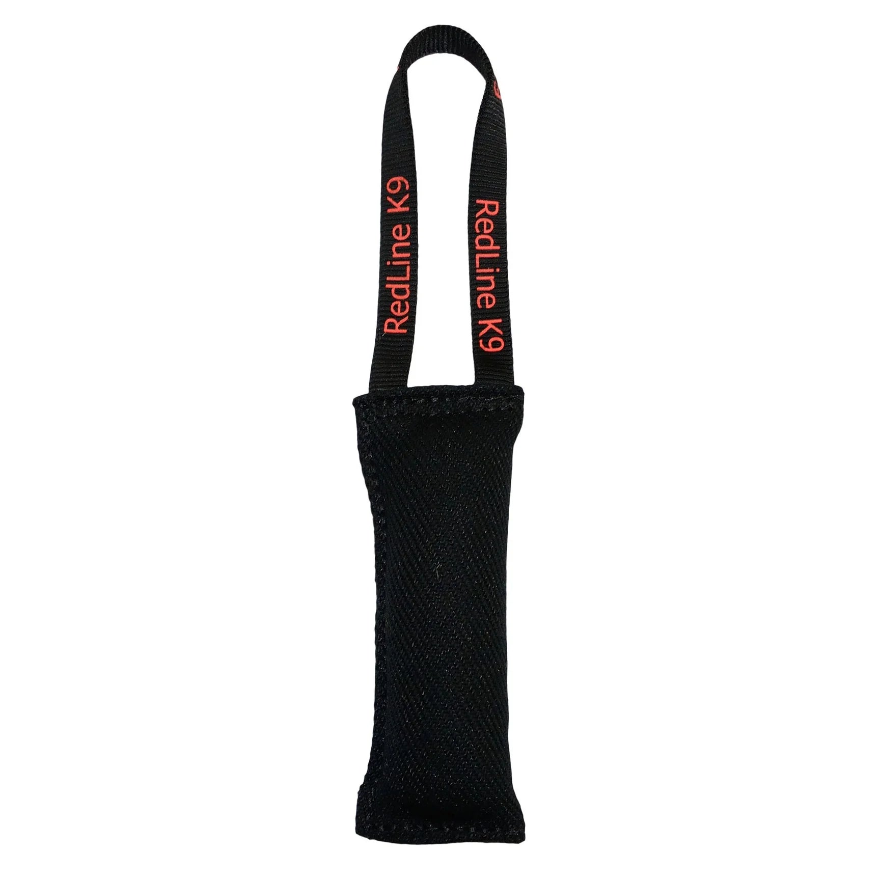 Black dog toy with 'RedLine K9' branding on a white background