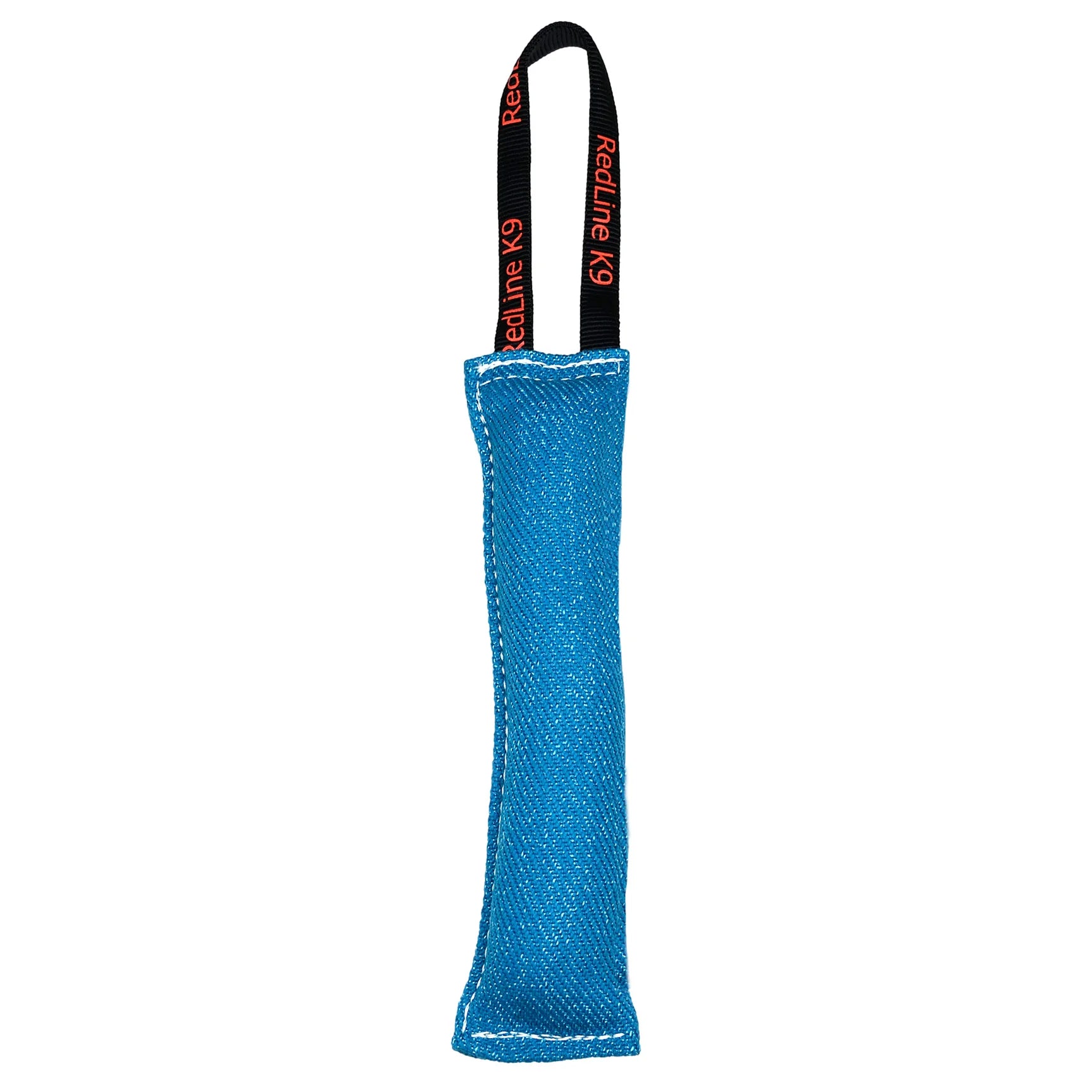 Blue dog toy with a handle on a white background