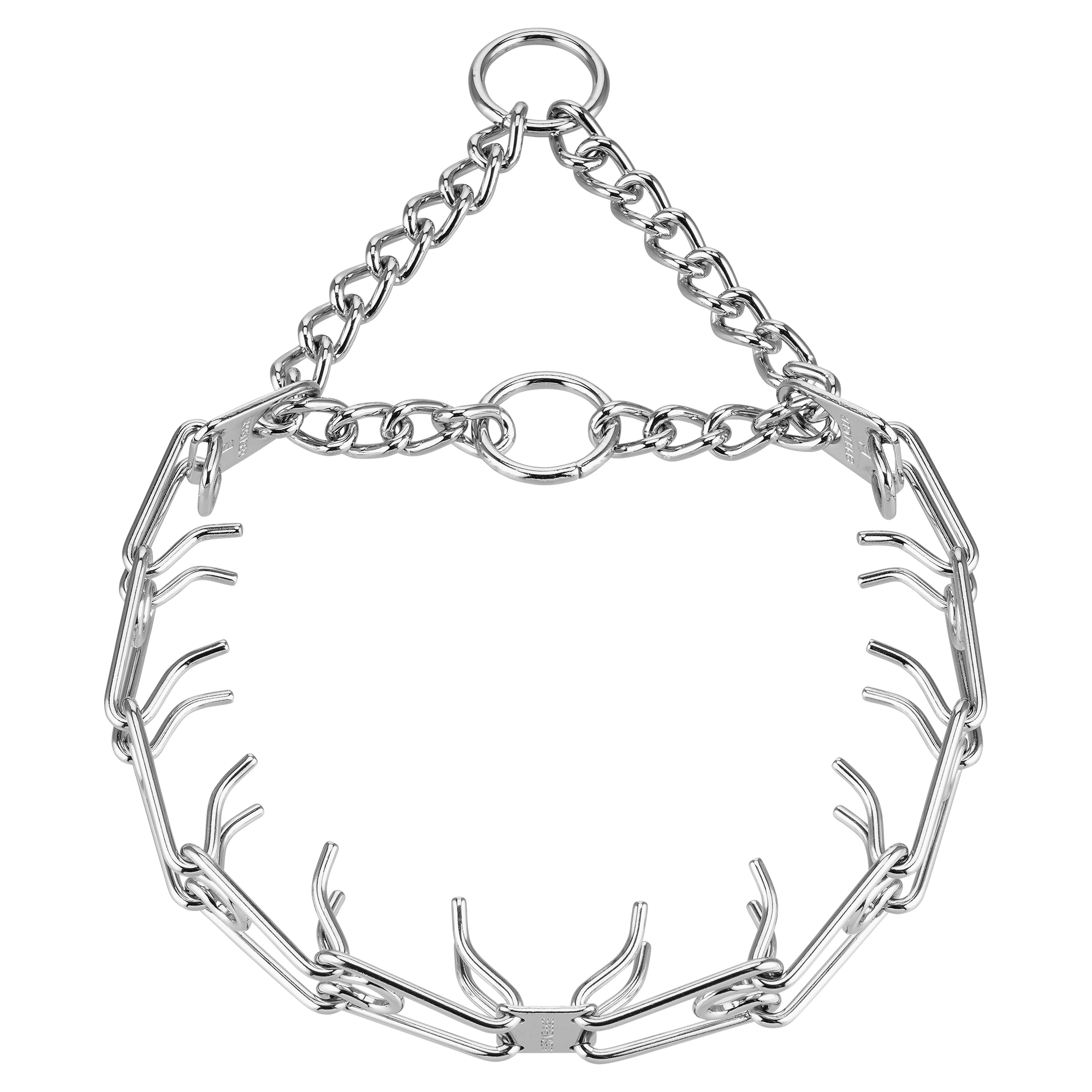 Ultra Plus Collar with Center Plate and Assembly Chain - Steel Chrome Plated