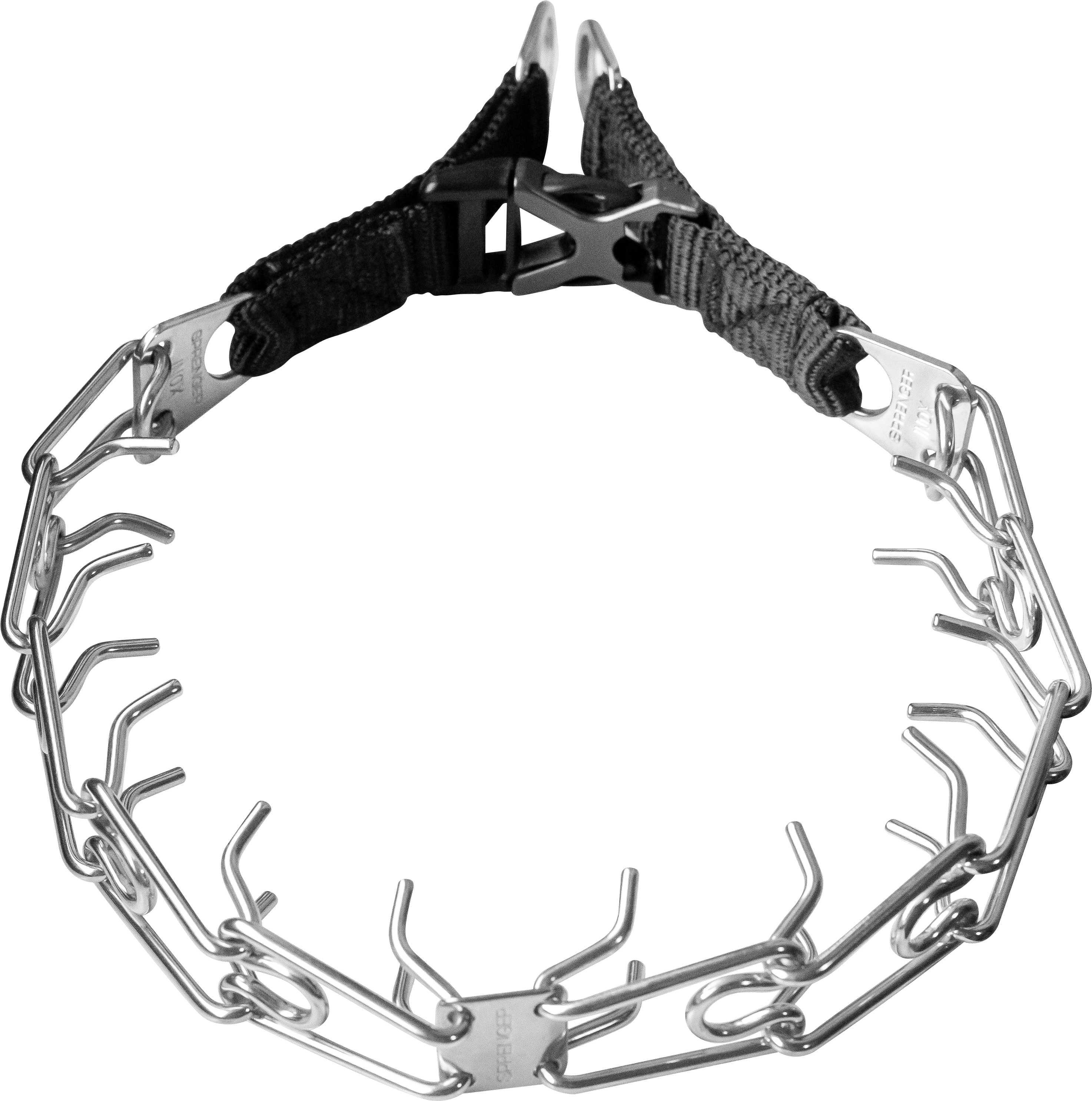 Ultra Plus Training Prong Collar with Center plate and spyder buckle stainless steel