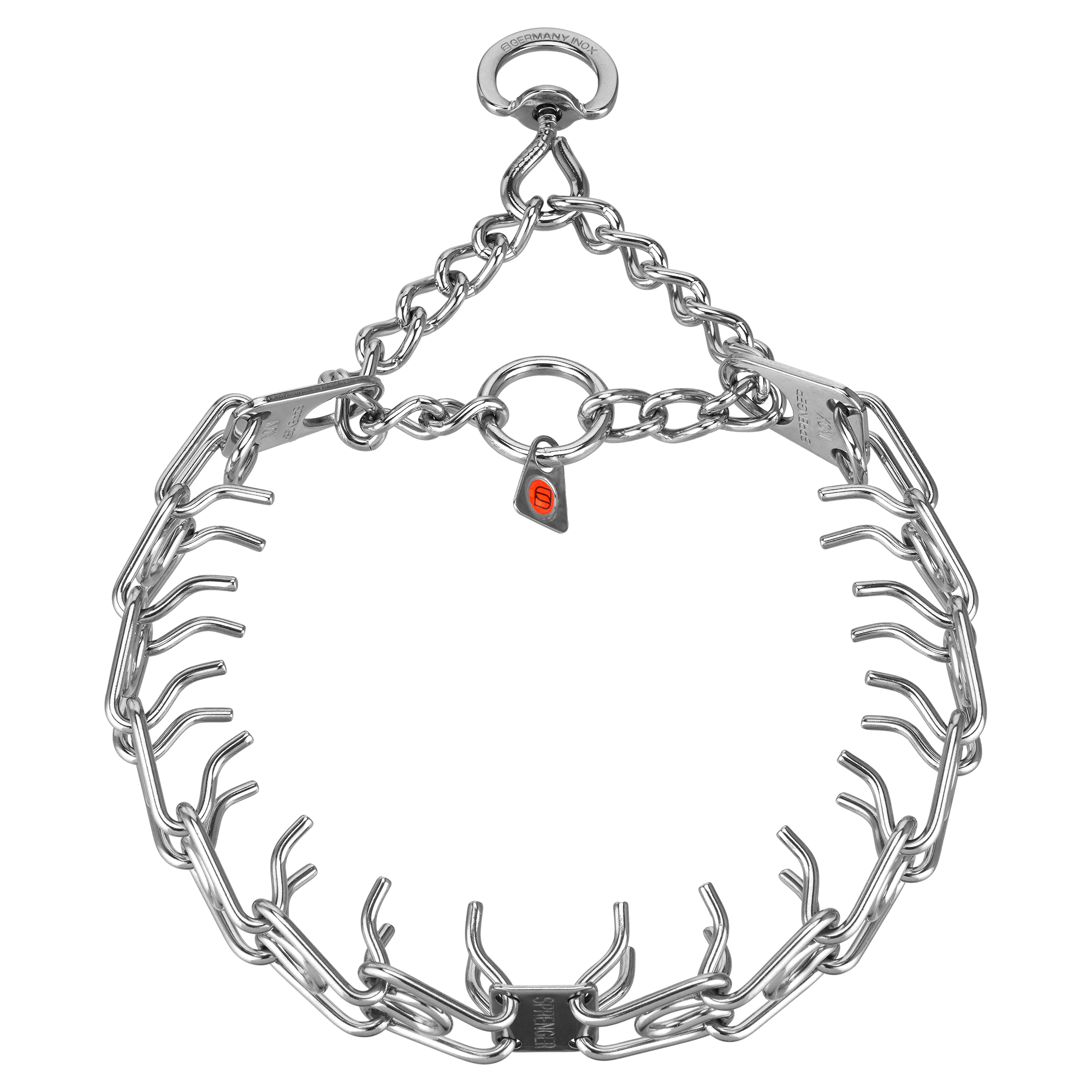 Metallic collar with chain design on a white background
