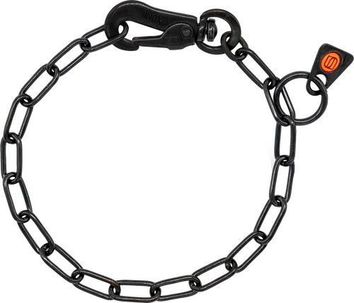 Adjustable Chain Collar with SPRENGER Hook & Assembly Chain - Stainless Steel Black, 2mm Wire Gauge