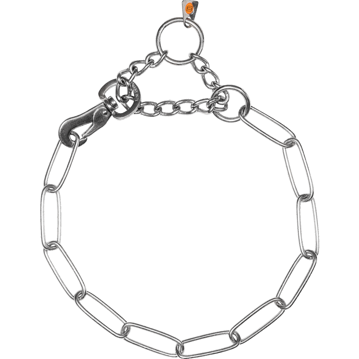Adjustable Long Link Chain Collar - Stainless Steel, 3mm Wire Gauge