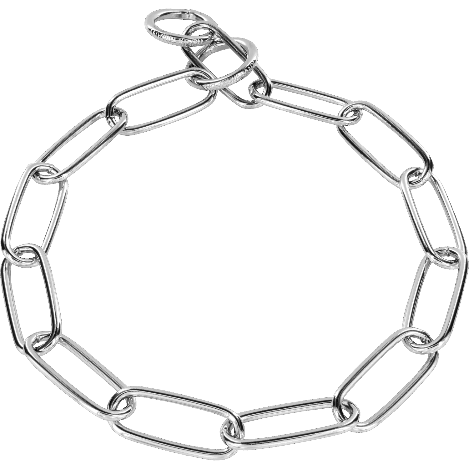 Silver chain collar on a black background