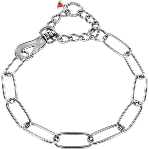 Adjustable Long Chain Link Collar with SPRENGER Hook (Stainless Steel Only) - 4mm