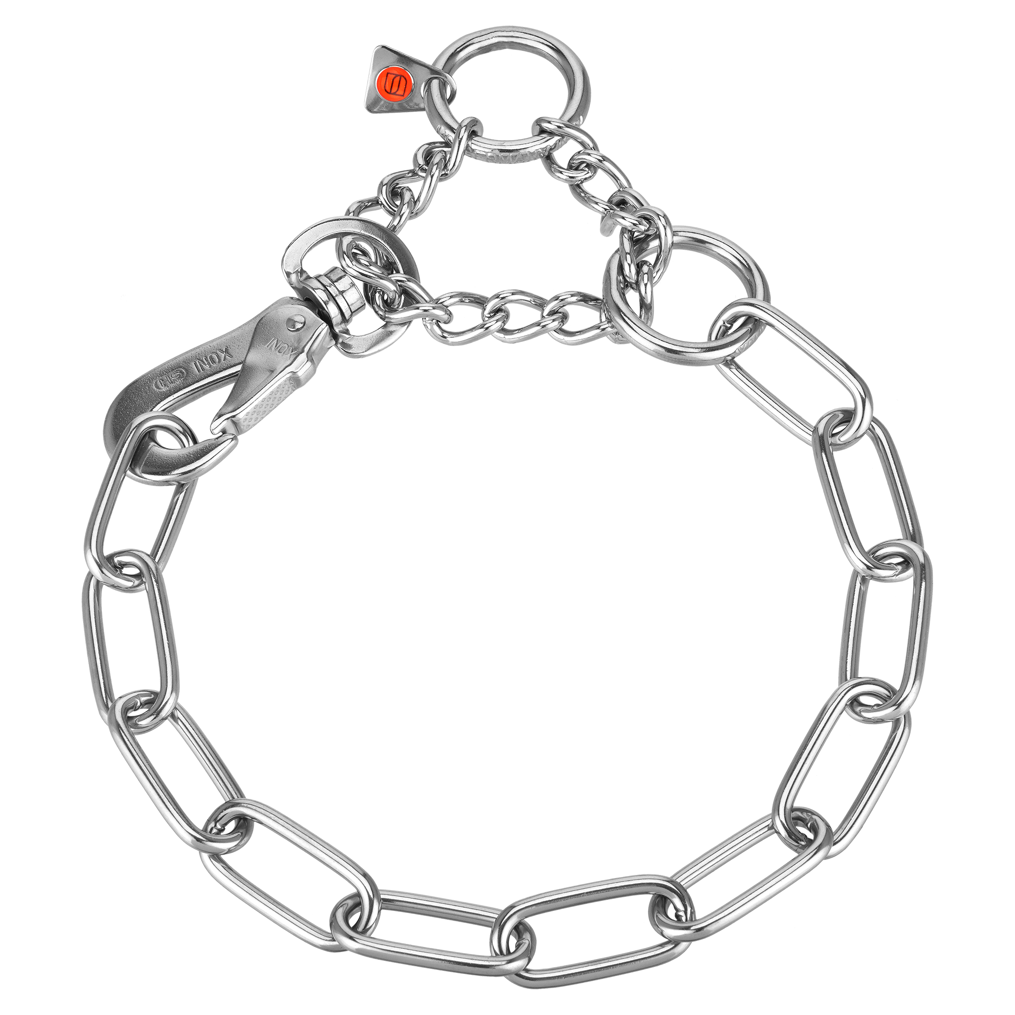Silver chain bracelet on a white background