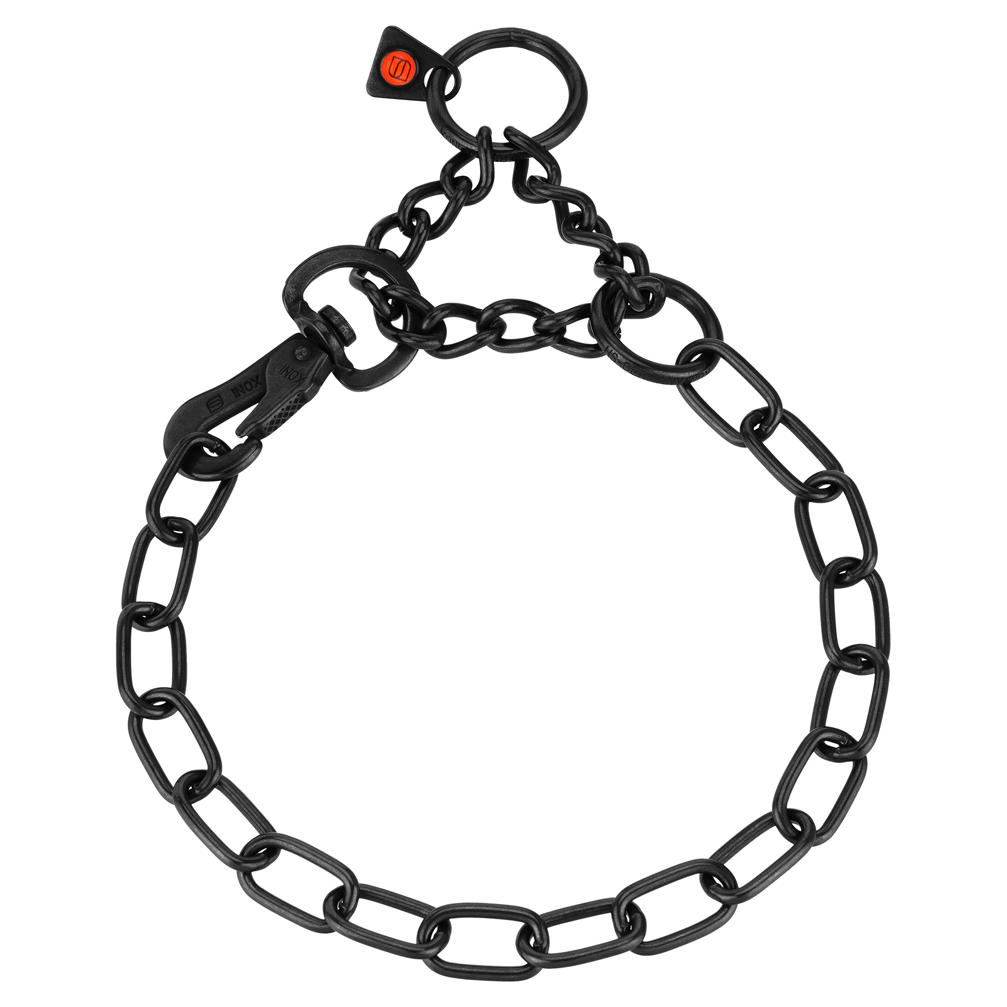 Black chain collar on a white background
