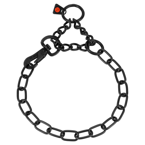 Black chain collar on a white background