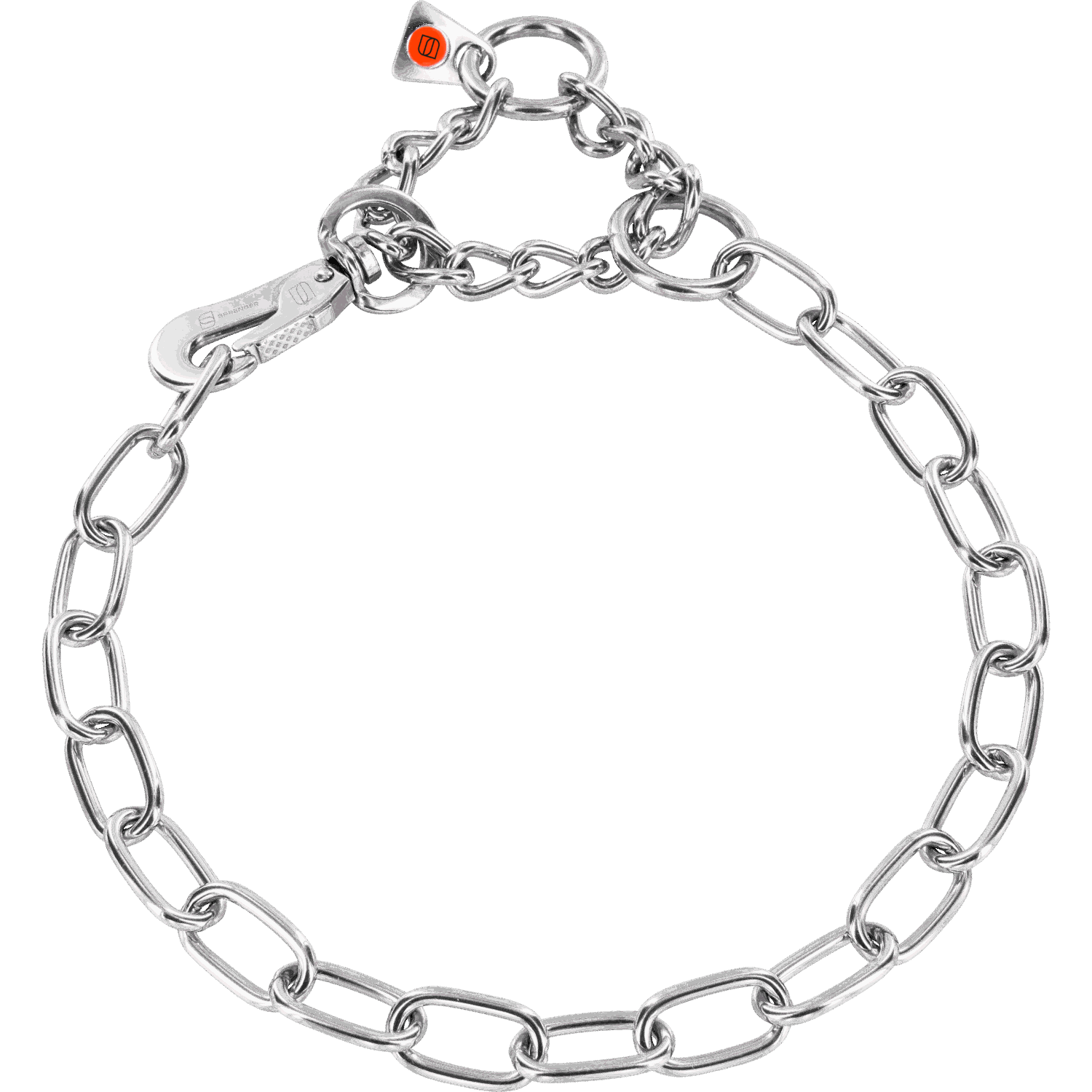 Silver chain collar on a white background