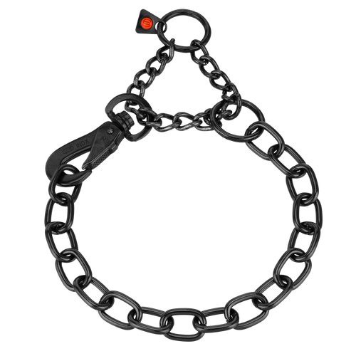 Adjustable Medium Link Chain Collar with SPRENGER Hook - Stainless Steel Black, 4mm Wire Gauge - Valor K9 & Nutrition