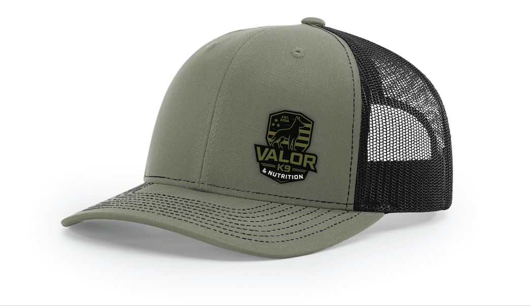 Green and black cap with Valor Nutrition logo on a white background